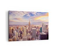 Quadri Moderni Soggiorno New York città Quadro su Tela 120x80cm Stampe da Parete Camera da Letto Cucina 1 pezzo Wall Art Canvas Grandi XXL Decorazione Murale Grafica Immagini AA120x80-3638