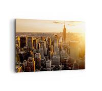 Quadri Moderni Soggiorno New York Grattacieli Manhattan Quadro su Tela 120x80cm Stampe da Parete Camera da Letto Cucina 1 pezzo Wall Art Canvas Grandi Decorazione Murale Grafica Immagini AA120x80-2672