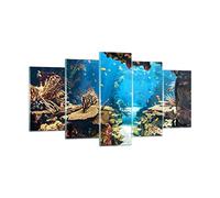 Quadri Moderni Soggiorno Oceano Barriera corallina Pesci corallo Quadro su Vetro 160x85cm Stampe da Parete in Vetro Camera da Letto 5 pezzi Wall Art Grandi Decorazione Murale Immagini GEA160x85-2872