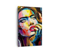 Quadri Moderni Soggiorno ragazza faccia Quadro su Tela Verticale 80x120cm Stampe da Parete Camera da Letto Cucina 1 pezzo Wall Art Canvas Grandi Decorazione Murale Grafica Immagini PA80x120-3456