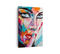 Quadri Moderni Soggiorno ragazza faccia Quadro su Tela Verticale 80x120cm Stampe da Parete Camera da Letto Cucina 1 pezzo Wall Art Canvas Grandi Decorazione Murale Grafica Immagini PA80x120-3444