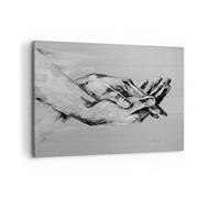 Quadro su Tela 120x80cm Scritto a mano mani bianco e nero Stampe Immagini Murale