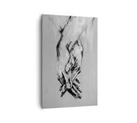 Quadro su Tela 80x120cm Scritto a mano mani bianco e nero Stampe Immagini Murale