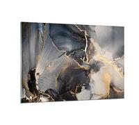 Quadro su Vetro 120x80cm Scuro Astrazione Oro Stampe Immagini Moderni Murale