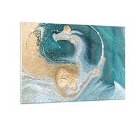 Quadro su Vetro 120x80cm Sfondo dorato turchese Stampe Immagini Moderni Murale