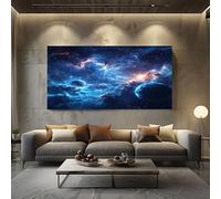 Quadri Moderni Soggiorno Universo Fantasy Quadro su Tela Grande Blu Decorazione Murale per Camera da Letto o Famiglia, Quadri da Parete 70x140 cm