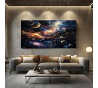 Quadri Moderni Soggiorno Universo Fantasy Quadro su Tela Grande Nero Decorazione Murale per Camera da Letto o Famiglia, Quadri da Parete 80x120 cm