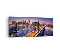 Quadri Moderni Soggiorno Usa america new york manhattan Quadro su Tela 120x50cm Stampe da Parete Camera da Letto Cucina 1 pezzo Wall Art Canvas Grandi Decorazione Murale Grafica Immagini AB120x50-2820