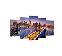 Quadri Moderni Soggiorno Usa america new york manhattan Quadro su Tela 160x85cm Stampe da Parete Camera da Letto Cucina 5 pezzi Wall Art Canvas Grandi Decorazione Murale Grafica Immagini EA160x85-2820