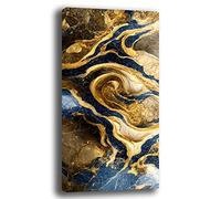 Quadri Moderni Soggiorno Verticale Effetto Marmo Oro Blu Astratto Quadro moderno Parete grande Stampa su tela Canvas Decorazione Murale muro Arredo Camera da letto Cucina (40x70 cm, 2)