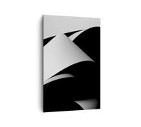 Quadri Moderni su Tela 80x120 cm Verticale Astratto Bianco e Nero - 5448 | 3D Sottomesso Forme Quadro Decorativo Grande Soggiorno Camera da Letto Decorazione da Parete Arte da Parete ARTTOR