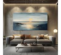 Quadri Moderni su Tela per Soggiorno e Camera da Letto Stampe Senza Cornice 70x140cm, Decorazioni da Parete Paesaggio Dell'Alba Sul Mare Grigio Chiaro Quadri Moderni Soggiorno e Camera da Letto