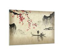 Quadri Moderni su Vetro 120x80 cm Stampe da Parete Paesaggi Persone - 5020 | Fiore Ciliegie Giappone Quadro Decorativo Grande XXL Decorazione Murale Soggiorno Arte da Parete Decorazione da Parete ARTTOR
