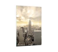 Quadro su Vetro Verticale Città Grattacieli Manhattan New York Stampe da Parete 80x120cm Quadri Moderni Soggiorno Camera da Letto 1 pezzo Grandi Decorazione Murale Wall Art Immagini GPA80x120-2630