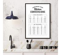 Quadri Moderni ,Tabella Di Conversione Della Cucina In Bianco E Nero Stampe Su Poster Decorazioni Per Pareti, Guida Alla Cucina Foglio Illustrativo Pittura Su Tela, Poster Per Camera,Poster - 30X40Cm