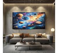 Quadri Moderni Universo Fantasy Quadro su Tela Blu Stampa su Tela per Soggiorno Capezzale Camera da Letto Ufficio 50x100 cm Senza Cornici