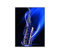 Quadri Soggiorno 40x60cm Nessun frame Poster musicale Sassofono blu Arte da parete Jazz Musica Arte Poster strumento musicale Stampa su tela Poster d'arte da parete per l'Decorazioni della famiglia d
