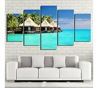 Quadri Soggiorno 5 Pezzi Stampe Su Tela Dipinti Moderni Decorazione Per L'Arte Della Parete Domestica Quadri Grandi Dimensioni Palme Dell'Isola Delle Maldive (Senza Cornice 200 X 100 Cm) /Ca-7B0E/L7Y