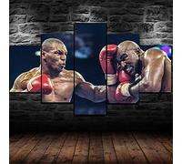 Quadri Soggiorno 5 Pezzi Stampe su Tela Dipinti Moderni Decorazione per L'Arte della Parete Domestica Quadri Grandi Dimensioni 150×80 Cm con Cornici Mike * Tyson Ivand * Holyfield Boxe