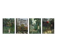 Quadri Stampa su Tela con Telaio in Legno 4 pezzi Henri Rousseau