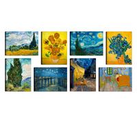 Quadri Stampa su Tela con Telaio in Legno 8 pezzi 40x30 cm Vincent van Gogh