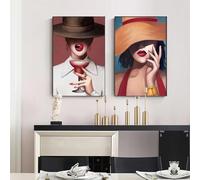 Quadri su tela con ragazza alla moda, stampe artistiche da parete, poster, quadri moderni, decorazioni per la casa, soggiorno, 60x90cmx2, senza cornice.