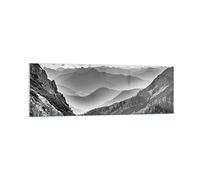 Quadro su Vetro 160x50cm Stampe da Parete in Vetro In bianco e nero paesaggio montagne Grandi XXL Decorazione Murale Camera da Letto 1 pezzo Quadri Moderni Soggiorno Immagini Wall Art GAB160x50-4560