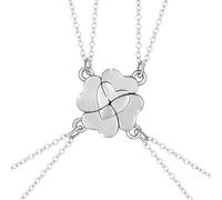Quadrifoglio Collana Dell Amicizia per 4 Ragazze, Bff Collane con Ciondolo Cuore, Best Friends Collane Magnetiche, San Valentino Amicizia Gioielli Regali per Bambini Donne Amici Sorelle, Argento