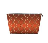 Quadrifoglio D'oro Su Arancio Bruciato, Borsa da toilette Borsa per trucco Borsa per cosmetici Borsa da toilette da viaggio portatile