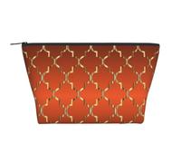 Quadrifoglio D'oro Su Arancio Bruciato, Borsa da toilette Borsa per trucco Borsa per cosmetici Borsa da toilette da viaggio portatile