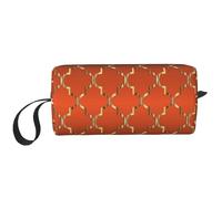 Quadrifoglio D'oro Su Arancio Bruciato, Borsa per il trucco Borsa per cosmetici Borsa da toilette da viaggio portatile Borsa per trucco Organizer