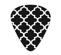 Quadrifoglio marocchino bianco e nero,12 pezzi di plettri per chitarra, 3 plettri di diverso spessore per chitarra acustica, basso, ukulele