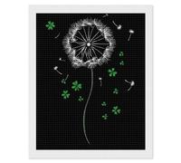 Quadrifoglio portafortuna dente di leone St Patricksday Diamond Painting Kit rotondo completo trapano a punto croce immagini artistiche per la decorazione della parete della casa 40,6 x 50,8 cm