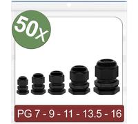Quadrios 24CA388 PG7, PG9, PG11, PG13.5, PG16 Poliammide Nero 50 pz.