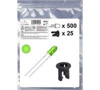 Quadrios 25O198 Assortimento LED Verde Rotondo 3 mm 2500 mcd 20 mA 3.0 V