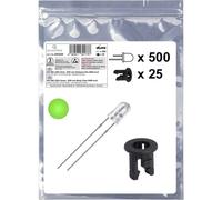 Quadrios 25O222 Assortimento LED Verde Rotondo 3 mm 8000 mcd 20 mA 3.0 V