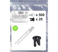 Quadrios 25O222 Assortimento LED Verde Rotondo 3 mm 8000 mcd 20 mA 3.0 V