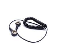 Quadrios ESD - Cavo di terra a spirale, 10 mm, pulsante su entrambi i lati, 1,8 m, accessorio antistatico professionale (conforme alla norma EN 61340-5-1), colore: Nero