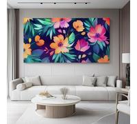Quadro 100L x50l cm Quadri Moderni Camera Da Letto Decorazioni Parete Decorazione Fiori ad acquerello, foglie verdi Soggiorno Stampa Su Tela Moderna Casa Salotto Poster Colore verde