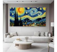 Quadro 60L x40l cm Quadri Moderni Camera Da Letto Decorazioni Parete Decorazione Stile Van Gogh Cielo stellato Piccola città Soggiorno Stampa Su Tela Moderna Casa Salotto Poster Blu Giallo