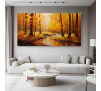 Quadro 70L x50l cm Quadri Moderni Camera Da Letto Decorazioni Parete Decorazione Dipinto ad olio paesaggio autunnale della foresta Soggiorno Stampa Su Tela Moderna Colore caldo arancione