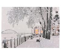 Quadro a LED illuminato - Ponte / 40 x 30 cm - Quadro luminoso paesaggio invernale su tela