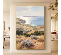 Quadro Ad Olio Dipinto A Mano Al 100%, Raffigurante Un Paesaggio Marino E Rurale, Perfetto Per Il Soggiorno. Opera D'Arte Moderna Senza Cornice, Ideale Per L'Arredamento Di Casa. Dimensioni: 30X50 C