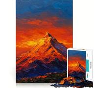 Quadro ad olio raffigurante una vetta al tramonto Puzzle da 1000 pezzi per adulti Gioco di logica e rilassamento Bordi affilati Regalo di alta qualità (38x26cm)