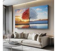 Quadro Albero Stagionale Moderno Stampa su tela 90L x45l cm Quadri Moderni Pittura Quadri su tela Quadro decorativo per bagno camera da letto Soggiorno Hotel Rosso Bianco