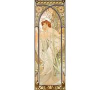Quadro ALPHONSE MUCHA Momenti della Giornata Sera Stampa Mdf Tela Swarovski Casa