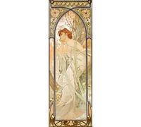 Quadro ALPHONSE MUCHA Momenti della Giornata Sera Stampa Mdf Tela Swarovski Casa