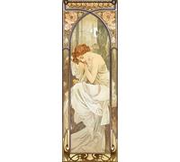 Quadro ALPHONSE MUCHA Momenti della Giornata Stampa Mdf Tela Swarovski Arredo