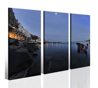 Quadro Amalfi at night I stampa su tela trittico costiera Amalfitana paesaggio