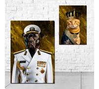 Quadro Animale in Abito Reale - Quadro con Stampa Personalizzata del tuo Animale Domestico - Foto su Pannello Personalizzabile Cane Gatto - (Principe - 20x30 cm)